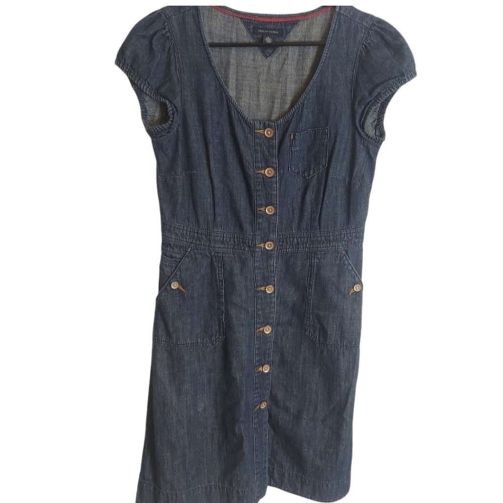 Tommy Hilfiger Denim Dress Size 6 button front trending